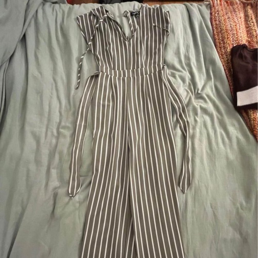 Green striped jumpsuit